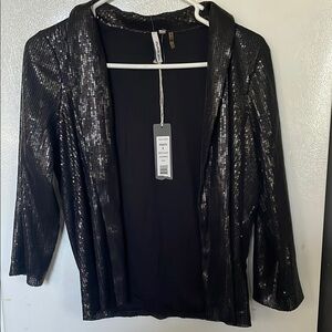 Michael Stars Black Sequin Cropped‎ Jacket Small NWT